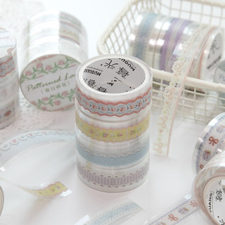 ENWEI 15mm * 2m 1 Cuộn [Huayang Fantasy Dream Series] Váy kẻ sọc thơm mùa xuân hoa PET Băng Washi cho tạp chí Album ảnh Nhãn dán trang trí viền