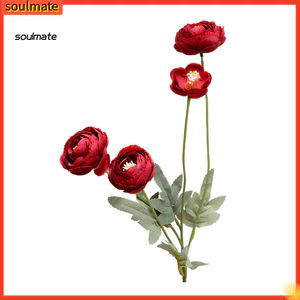 Linh hồn| Hoa thực tế Dây hoa có thể điều chỉnh Dây hoa lụa Lulian nhân tạo Ranunculus Hoa 4 đầu Thân hoa giả cho bàn cưới tại nhà Trang trí trung tâm – Bền