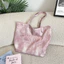 Túi Tote thêu chữ Tie-Dye Phong cách lười biếng Túi đeo vai dung tích lớn Sinh viên Com