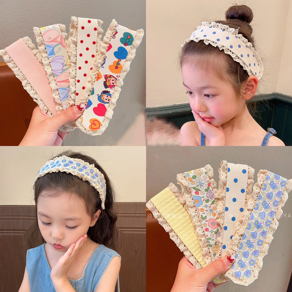 Băng đô Velcro Hàn Quốc Hoa ren nơ ma thuật dán đầu