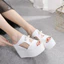 Mùa Hè Nêm Gót Dày Cá Miệng Dép Nữ Bên Trong Tăng Chiều Cao Bên Ngoài Mặc Flip-Flops 11cm Cao Gót R