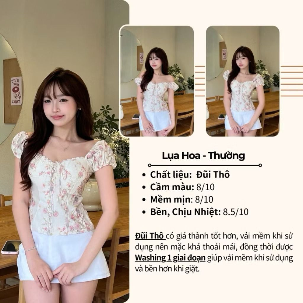 Áo Babydoll Nữ Vải Thô Linen Kiểu Tay Phồng Phối Nơ Ngực Tiểu Thư Thời Trang Nữ M678 - SamHi Closet