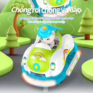 Xe điều khiển từ xa – Xe đụng kỳ lân, đèn LED, nhạc vui – Cho nhiều bé chơi cùng, trong nhà & ngoài trời