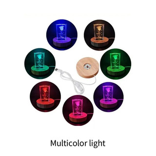 Đế Đèn Gỗ USB Cắm 6Cm Đèn Ngủ LED Đầy Màu Sắc Nghệ Thuật Trang Trí Pha Lê Thủy Tinh Đèn LED Cho Đế Nhựa Dính