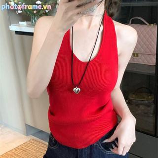 Photoframe Retro V-Ne Baless Không Tay Mỏng Dệt Kim Dây Ne Vest Cho Nữ Mùa Hè VN