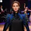 Khăn choàng Feather Cape có cổ có thể tháo rời Màu đen kim loại xanh lá cây cho đám cưới Dance Performance Trang phục dự tiệc Phụ kiện