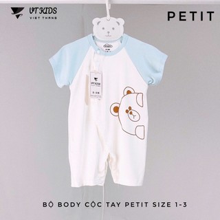Bộ Body  Cộc Tay PETIT Size 1-3 cho bé sơ sinh với thiết kế đáng yêu phù hợp cho trẻ VT KIDS
