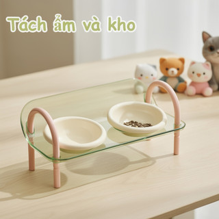 Bát Thú Cưng Có Thể Điều Chỉnh Chiều Cao Bảo Vệ Cổ Chống Trơn Trượt Miệng Rộng BPA Free Dễ Dàng Làm Sạch Cho Mèo Chó