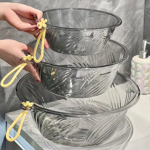 Chậu Rửa Mặt Trong Suốt Nhựa Dày Dặn Dino, Chậu Rửa Đa Năng Có Dây Treo Tiện Lợi Dùng Cho Ký Túc Xá, Spa