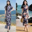 Đầm sườn xám plus size dáng dài, style retro mỏng nhẹ, trendy Trung Quốc
