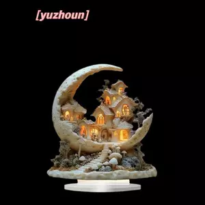 Trang trí lâu đài hình lưỡi liềm Acrylic 2D Trang trí lễ hội Ramadan Eid Al-Fitr Mubarak Bảng hiệu Hồi giáo Trang trí sự kiện tiệc tại nhà