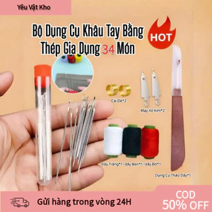 【COD】Bộ 34 món， kim thêu lỗ lớn sợi chỉ kèm theo đa màu, thích hợp cho người mới tập thêu và các lớp học thủ công.