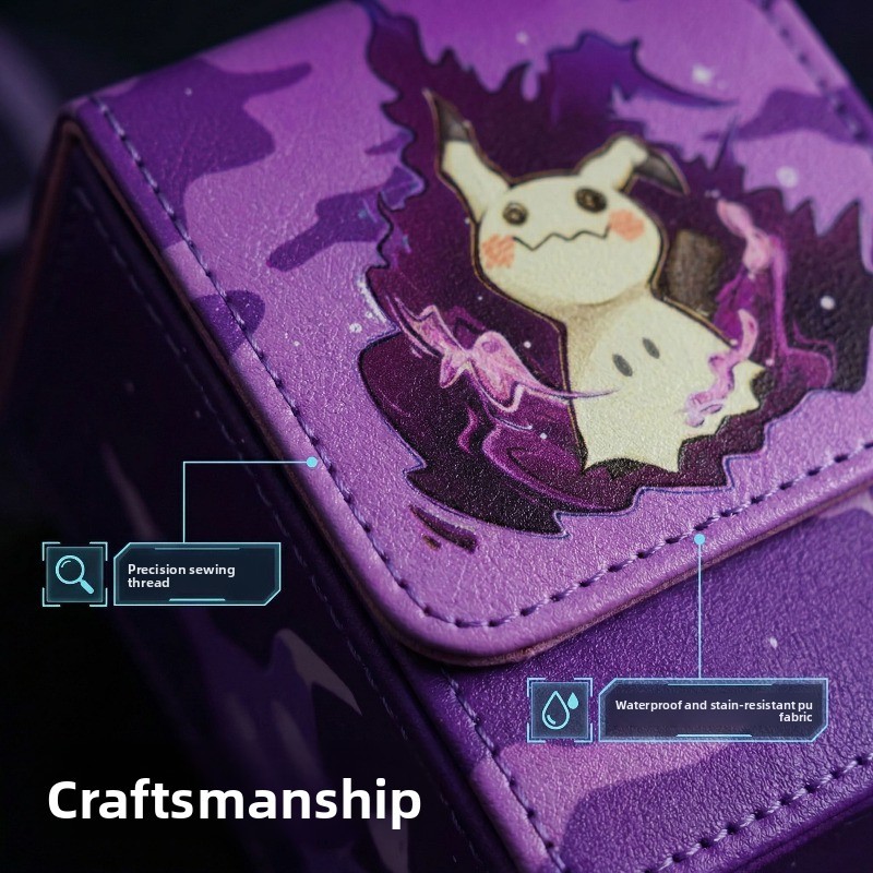 PTCG Ghost Thuộc tính Mimikyu Series Diy Bảng da từ tính Hộp đựng thẻ trò chơi OPCG DTCG TCG Bộ sưu tập thẻ trò chơi Hộp lưu trữ đồ chơi Nhân vật đồ chơi Anime Bộ sưu tập trò chơi Hộp lưu trữ