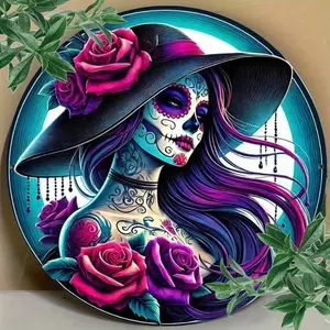 CIFbuy 8 Inch Đường Tròn Đầu Lâu Tín Hiệu Retro Mexico Nghệ Thuật Treo Tường Cho Quán Bar Nhà
