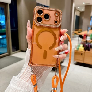 Dây đeo chéo có thể tháo rời cho iPhone 17 Pro Max Dây đeo kim cương Vỏ điện thoại cho iPhone Air 17 16 15 14 13 ProMax cho vỏ từ tính