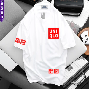 Áo thun nam 100% cotton cổ tròn tay ngắn in chữ