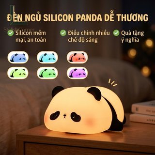Panda Silicone Đèn Ngủ LED Cảm Ứng Mầm Non Đầu Giường Hẹn Giờ USB Sạc Màu Thay Đổi