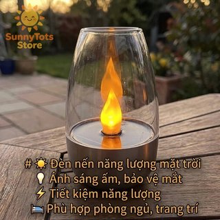Đèn nến năng lượng mặt trời Đèn ngủ LED ấm áp Chăm sóc mắt Trang trí phòng ngủ Sân vườn lãng mạn