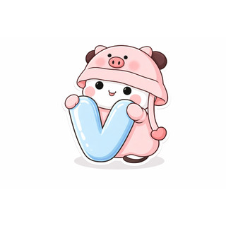 Móc Khoá Chữ Cái Bé Heo Hồng Đội Mũ Cute