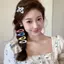 Giọt nước barrette vồng cạnh kẻ sọc phong cách Y2K Hàn Quốc, phụ kiện tóc ngọt ngào cho bé gái