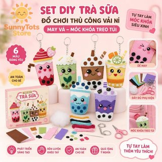 Bộ dụng cụ may nỉ trà sữa DIY dành cho trẻ em Đồ chơi thủ công Handmade Móc khóa Túi quyến rũ Bộ sáng tạo
