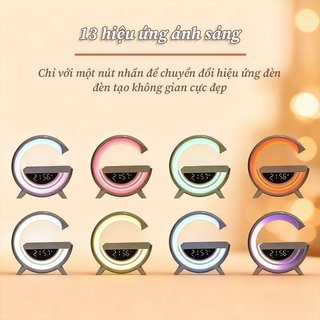Loa Bluetooth hình chữ G Sạc không dây Đồng hồ báo thức LED RGB Tiếng ồn trắng Phòng ngủ gia đình