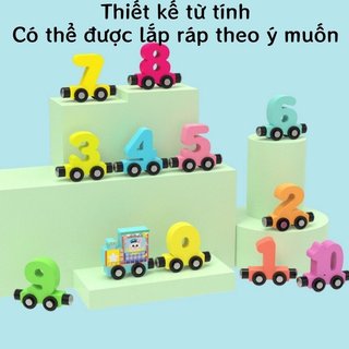 Đồ chơi xe lửa từ tính bằng gỗ Số chữ cái Montessori Học tập Bộ giáo dục xếp hình cho trẻ mới biết đi