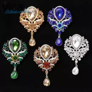 Trâm cài pha lê YICA với thắt nơ đính đá, thiết kế cổ điển sang trọng - quà tặng hoàn hảo cho sự kiện và đám cưới