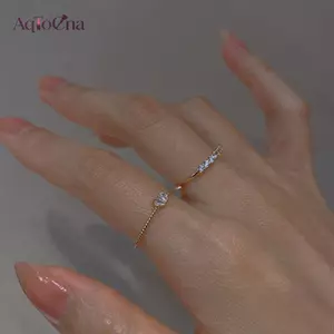 Nhẫn điều chỉnh hình trái tim với kim cương giả - Quà tặng hoàn hảo cho đám cưới và nhẫn đính hôn từ thương hiệu AqToCna