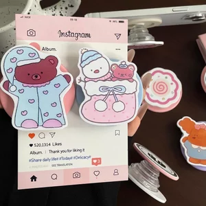 Popsocket Dễ Thương Họa Tiết Gấu Nhỏ Nam Châm Có Thể Gập Lại Giá Đỡ Điện Thoại Nam Châm