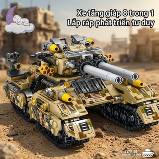 Khối xây dựng xe tăng ABS Đồ chơi quân sự Xe học tập STEM Bộ mô hình lắp ráp trẻ em