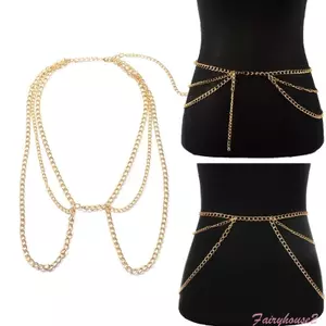 FF Edgy Unisex Body Chain Với Dây Xích Kim Loại Bền Đẹp Cho Biểu Diễn Sân Khấu Và Dạo Phố