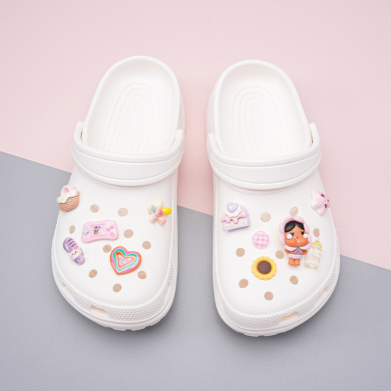 Phụ kiện khóa giày Pop Mart lỗ tháo rời, hoa hướng dương, thích ứng cá sấu, dùng cho giày lỗ