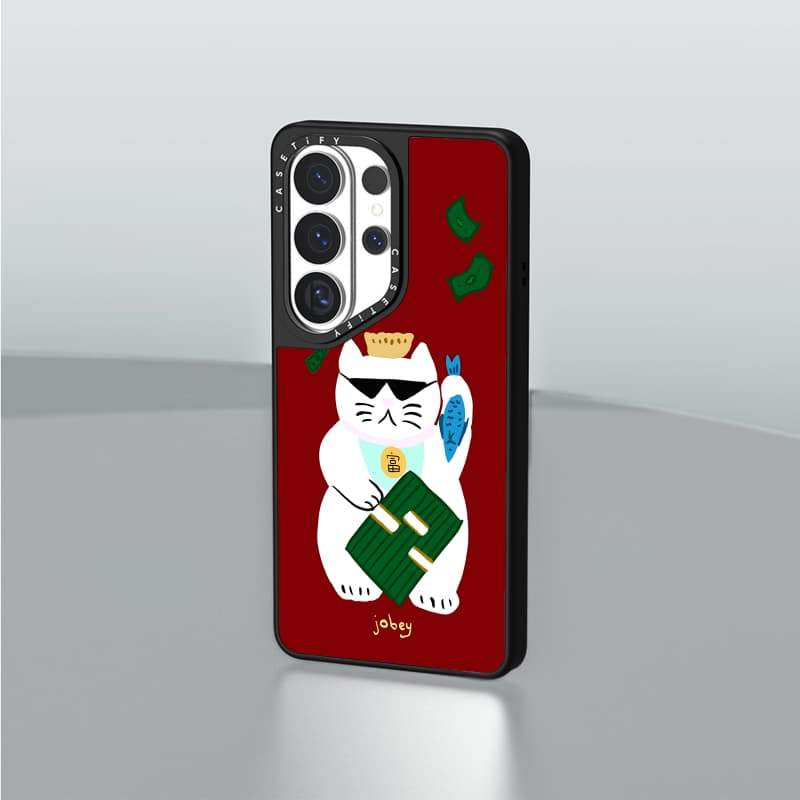CASECASE X Cash Cat- Ốp lưng hút từ tính màu đen mờ Samsung Galaxy S26 Ultra S25 S24 S23 Ultra Plus Mặt sau cứng có hộp khắc logov