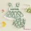 Bộ trang phục 2 món dành cho bé gái Áo cổ vuông tay bay in hoa cúc + Quần short