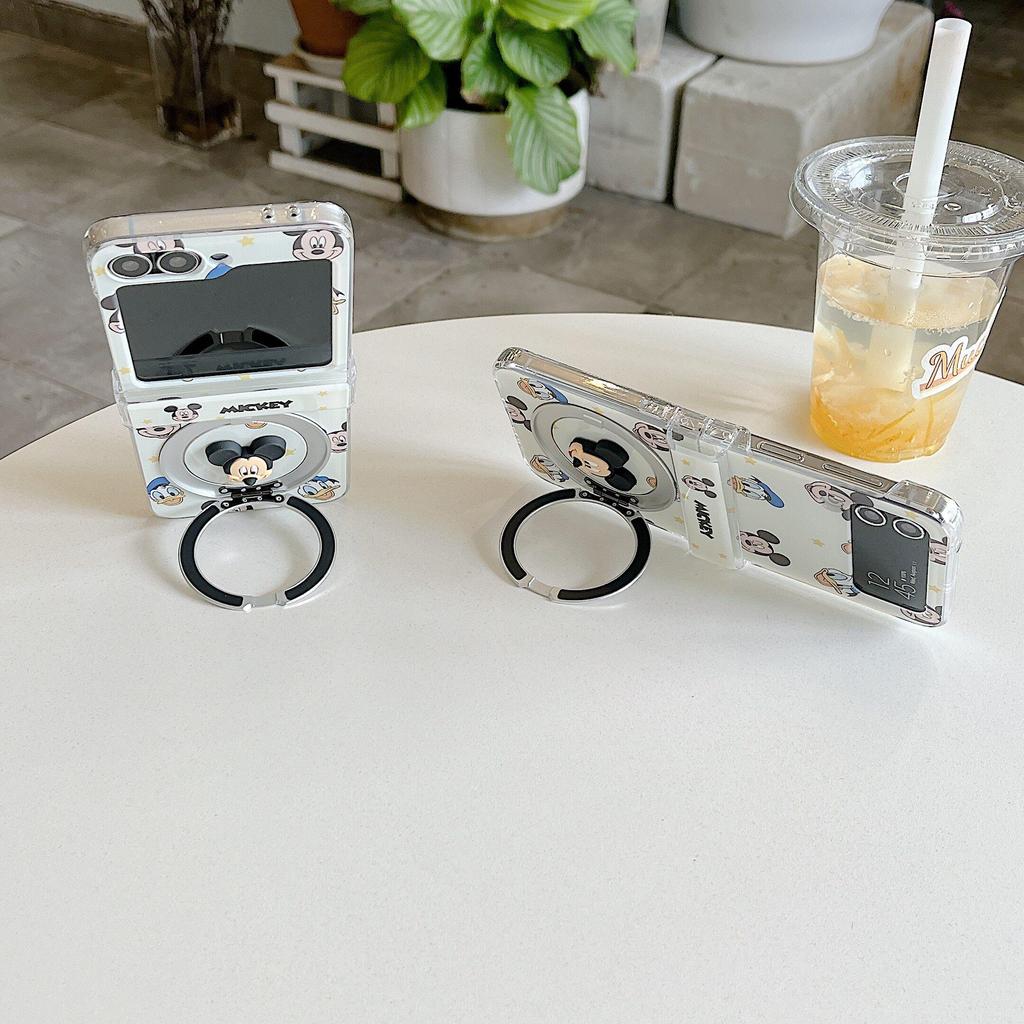 Thích hợp cho Samsung Galaxy ZFlip7 ZFlip6 Chuột Mickey xoay khung ốp điện thoại bao gồm dây buộc gấp vỏ cứng ZFlip 7 6 5 4 5G N3 Flip Mix Flip 2 vỏ bảo vệ