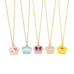Sanrio Hoạt Hình Hoa KT Mèo Pudding Chó Kuromi Dầu Nhỏ Giọt Hợp Kim Trang Sức Mặt Dây Chuyền Vòng Cổ Thời Trang Đi Lại