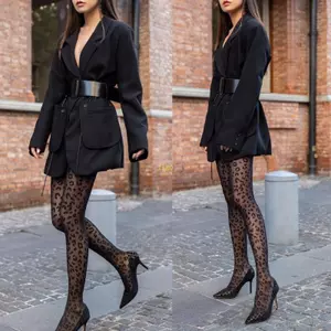 Flgo Nữ Mùa Hè Mỏng Trong Suốt Tơ Quần Gothic Vintage Da Báo Họa Tiết Động Vật Sheer Quần Liền Mạch Vớ