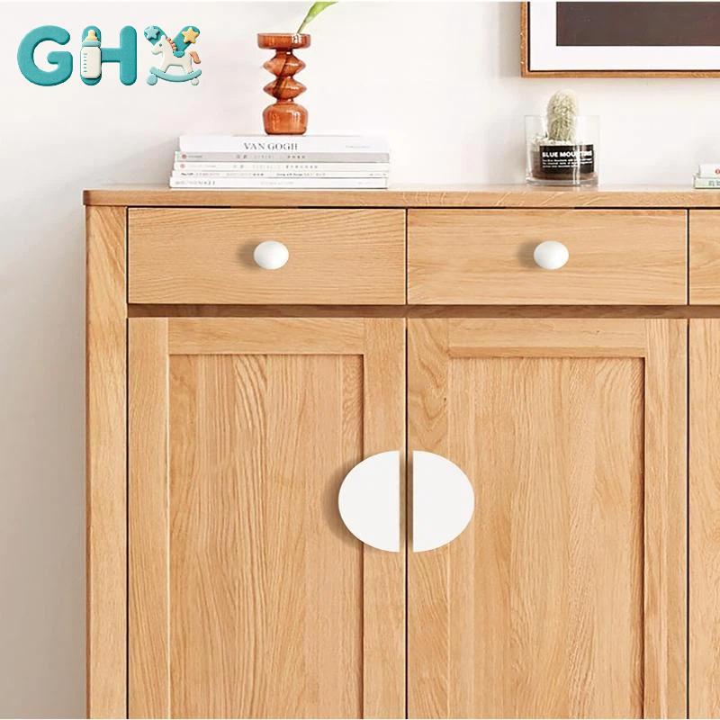 GHX 1 Cái Tay Cầm Tủ Bếp Nhiều Màu Sắc Tủ Quần Áo Cửa Ngăn Kéo Núm Bán Nguyệt Kem Phong Cách Phòng Trẻ Em Màu Tay Cầm Ghép Nối VN