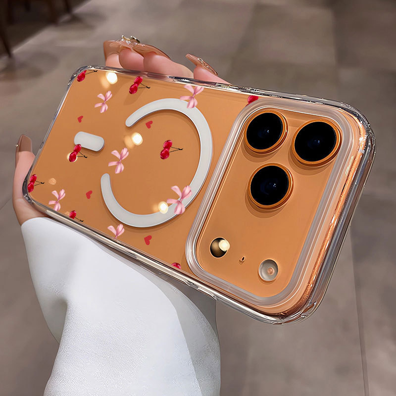 Ốp lưng iPhone họa tiết anh đào hỗ trợ sạc không dây từ tính - iP 7/8/X/XS/XR/11/12/13/14/15/16/17/Plus/Air/Pro/Max
