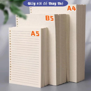 Ruột còng A5/ B5, giấy nạp giấy lót ngang/ ô lưới tiện lợi loại 20 26 30 lỗi tròn cho học sinh