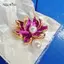 AqToCna Mới Phong Cách Trung Hoa Sen Thổ Cẩm Giả Ngọc Trai Mặt Dây Chuyền Hoa Hồng Chân Thực Vật Nữ Tiệc Quần Áo Phụ Kiện Trang Sức Quà Tặng AqToCna