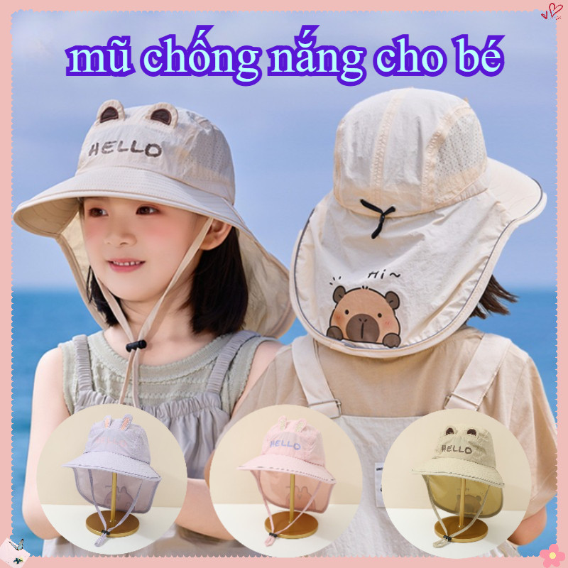 Mũ Chống Nắng Hình Capybara Cho Bé – Ngăn Tia UV, Chất Liệu Thoáng Mát, Phù Hợp đi Chơi, đi Học, đi Du Lịch