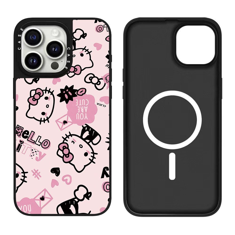 Ốp Điện Thoại Gương Hoa Mèo Từ Tính Cho IPhone 17 Pro Max 17 16 15 14 13 12 11 Vỏ Bảo Vệ Chống Sốc