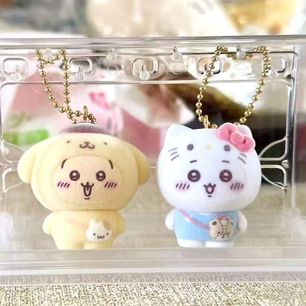 Mới Chikawa X Sanrio Mù Hộp Kawaii Dễ Thương Hello Kitty Giai Điệu Kuromi Móc Khóa Mặt Dây Chuyền Đồ Chơi Trẻ Em Quà Tặng Hachiware Usagi Momonga