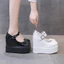Mùa Xuân Thu Bên Trong Tăng Chiều Cao Giày Trắng Bằng Sáng Chế Da Slip On 13cm Siêu Cao Gót Giày Lười Đế Dày Đế Nền Tảng Loafer
