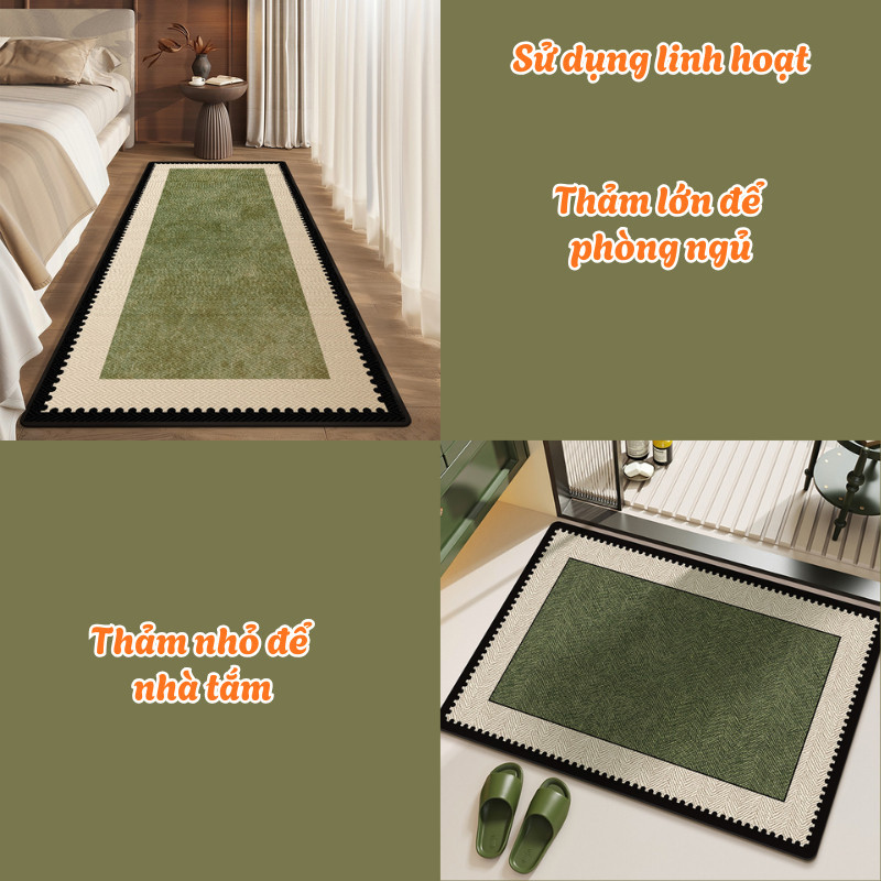 Combo 2 Thảm Trải Sàn Nhà Bếp Diatomite, Thảm Lau Chân Siêu Thấm, Chống Trượt, Decor Sang Trọng