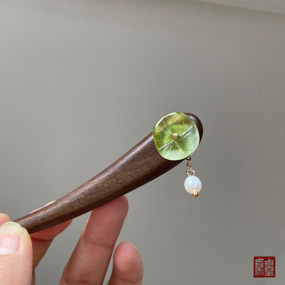 WHX-Hairpin {Zhuluoqing Lotus} Kẹp tóc ngắn 13cm Gỗ đàn hương khắc Kẹp tóc Retro Trung Quốc Niche Thiết kế độc đáo Cảm giác