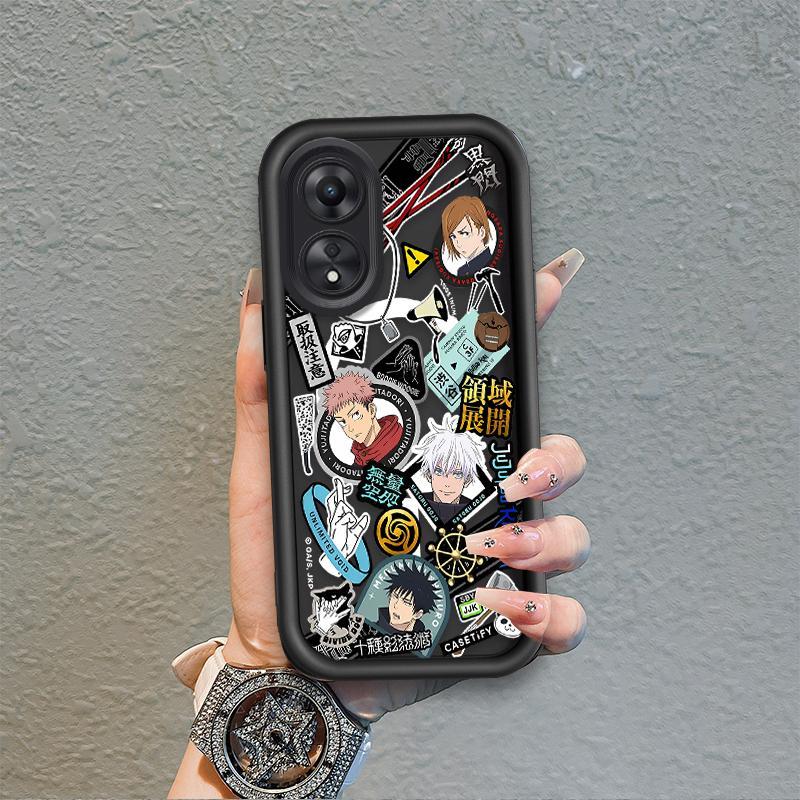 Ốp Lưng Cho OPPO A17 A17K A18 A38 A58 A60 4G Phim Hoạt Hình Silicon Mềm Đáng Yêu Ốp lưng TPU Jujutsu Kaisen Anime Mắt Thiên Thần Chống Sốc Ốp Lưng