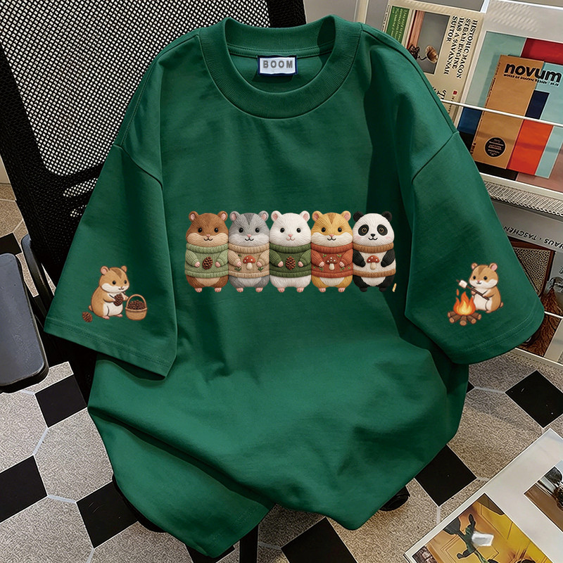 BOOM Áo thun nữ kiểu hàn quốc form rộng tay lỡ cổ tròn cotton Mát-Hè hot trend in cách dễ thương Áo phông form vừaV061